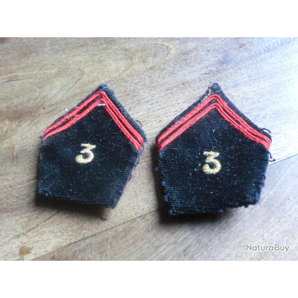 paire insigne pattes de col  cannetille  3� r�giment du g�nie