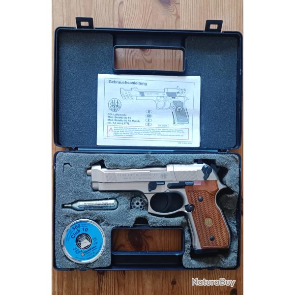 UMAREX BERETTA 92 FS FINITION NICKEL PLAQUETTE BOIS PISTOLET PLOMBS CALIBRE 4,5 mm