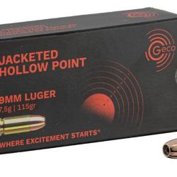 cartouches GECO cal.9mm JACKET HOLLOW POINT 115gr PAR 500