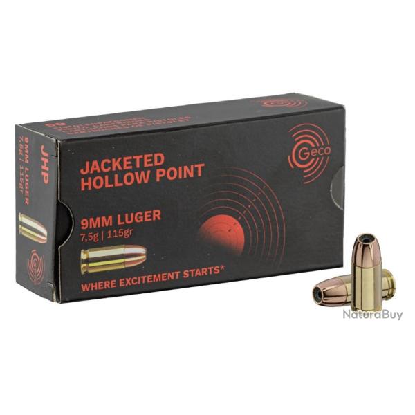 cartouches GECO cal.9mm JACKET HOLLOW POINT 115gr PAR 500