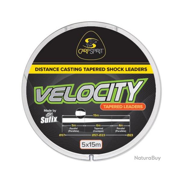 Shockleader Carp Spirit Velocity Tapered Leader 0.57-0.23mm (5x15m)
