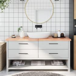 Comptoir de salle de bain marron 160x60x(2-4) cm bois trait&eacute;