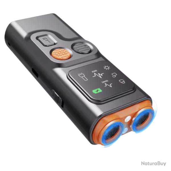 R�pulsif Ultrasonique Chien Double T�te Anti-Aboiement Rechargeable + Lampe Noir