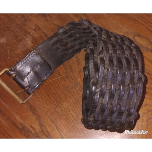 Rare ceinturon cuir tress� officier ww1