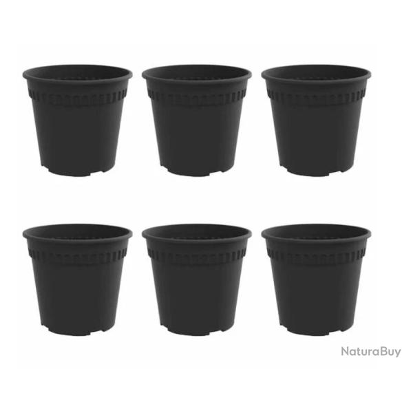 Pot fleurs rond plastique noir �19x16 cm l�ger drainage 6 pcs