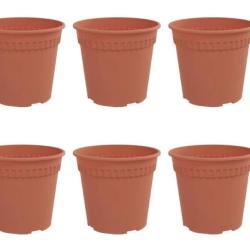 Pot fleurs rond plastique rouge brique &Oslash;17x14 cm l&eacute;ger drainage 6 pcs