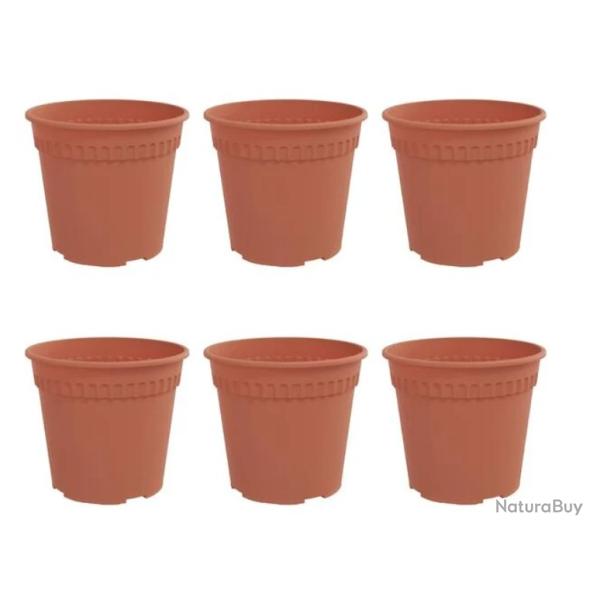 Pot fleurs rond plastique rouge brique �17x14 cm l�ger drainage 6 pcs