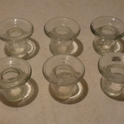 Lot de 6 encriers en verre estampill&eacute;s