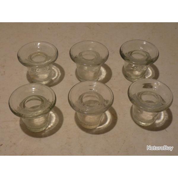 Lot de 6 encriers en verre estampill�s
