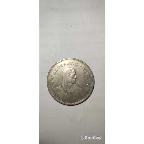 Pi�ces de collection 5 FR suisse conf�d�ration helvetica en Argent ann�e 1983