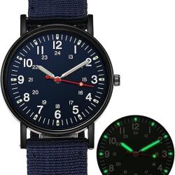 Montre Plate Gemius Arm&eacute;e Militaire Style Aviateur Sport Bracelet Tissu BLEU Cadran Fond MARINE