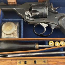 SPLENDIDE REVOLVER WEBLEY & SON - MK III CAL 38 sw COFFRET D'&Eacute;POQUE GUN D&Eacute;PARTEMENT