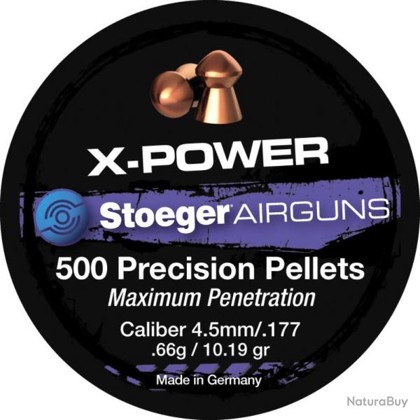 PLOMBS 4.5MM XPOWER TETE RONDE 0.66G - STOEGER