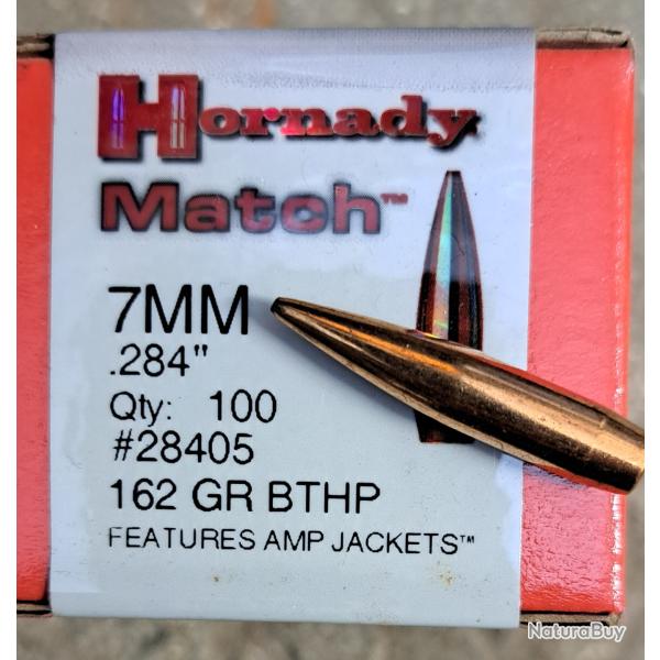 HORNADY 28405 MATCH BTHP 7mm  162grs