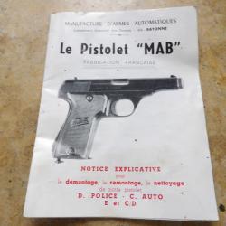 fin livret manuel m&eacute;mento pistolet automatique MAB 6.35 7.65 original