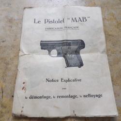 fin livret manuel m&eacute;mento pistolet automatique MAB 6.35  original
