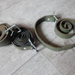 Lot de 3 sangles, lani&egrave;res en cuir pour brellage, sac &agrave; dos Suisse. Pour maintien couverture gamelle