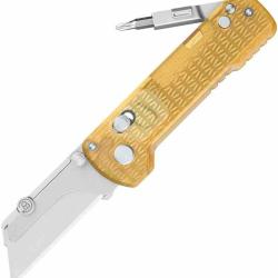 Couteau Utilitaire Oknife Otacle U1 Pro Rail Lock Lame Acier SK5 Manche PEI Ambr&eacute; OKNU1PROPEI