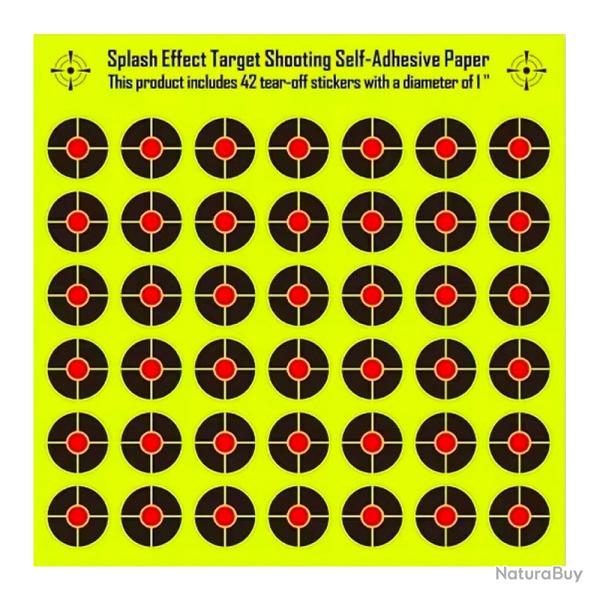 25 planches de 42 cibles autocollantes fluorescentes 20 x 20 cm