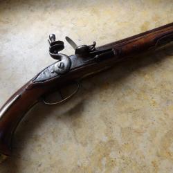 grand pistolet &agrave; silex bond fonctionnement 43cm cal14.4 baguette Ath&eacute;na d&eacute;mon enluminure