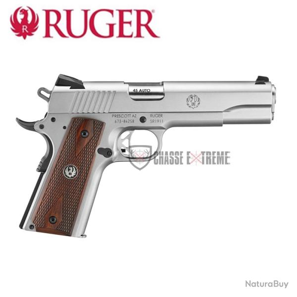 Pistolet RUGER SR1911 Stainless Steel Barrel Noir 5" Cal 45 Auto
