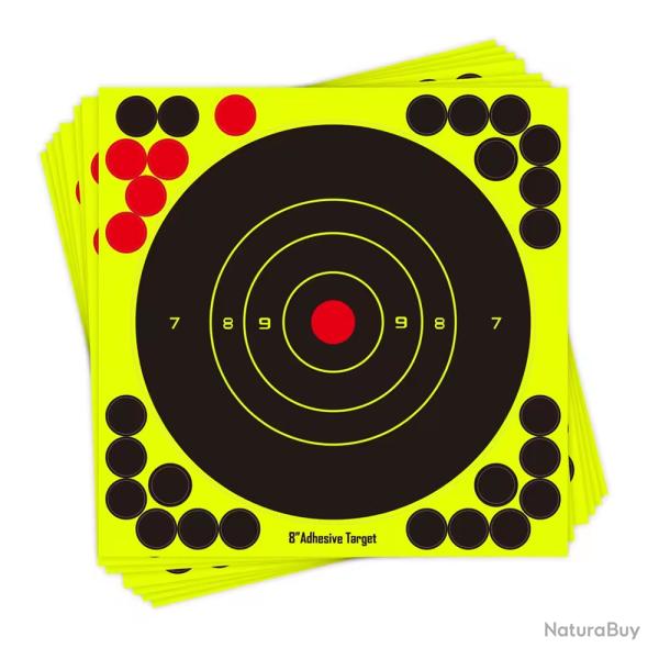 Lot 50 Cibles Autocollantes Fluorescentes R�actives 20cm Tir Pr�cision