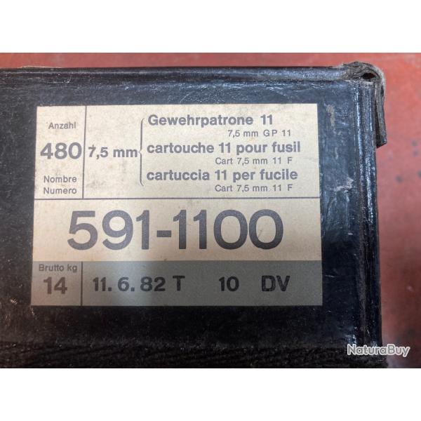 CARTOUCHES SUISSES 7.5X55 MILITAIRES