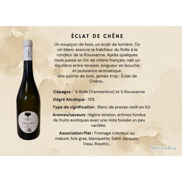 Carton 6 Bouteilles de Vin Blanc Minervois cuv�e 2024 "�clat de Ch�ne" Domaine Terre Du Petit Ch�ne