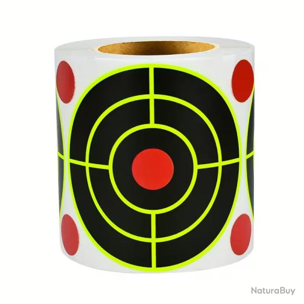 200 Autocollants Cible Fluorescente 3 Pouces pour Tir et Airsoft