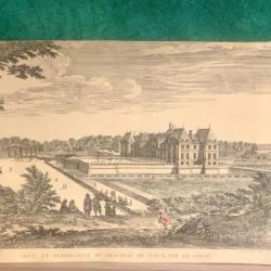 Gravure ancienne Ch&acirc;teau de Vaux-le-Vicomte, Isra&euml;l Silvestre 17&egrave;me, Collection du Duc de Choiseul