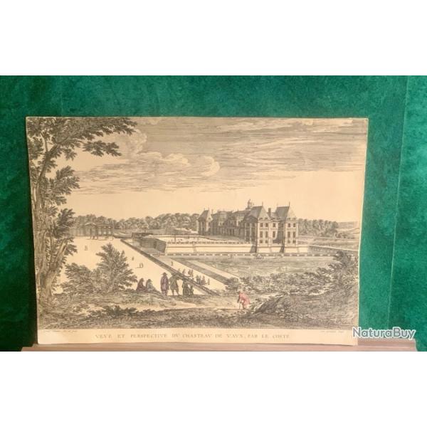 Gravure ancienne Ch�teau de Vaux-le-Vicomte, Isra�l Silvestre 17�me, Collection du Duc de Choiseul