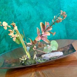 Illusion orchid&eacute;e - plateau en &eacute;b&egrave;ne des Philippines - Sculpture Emilio Robba - ann&eacute;es 80/90