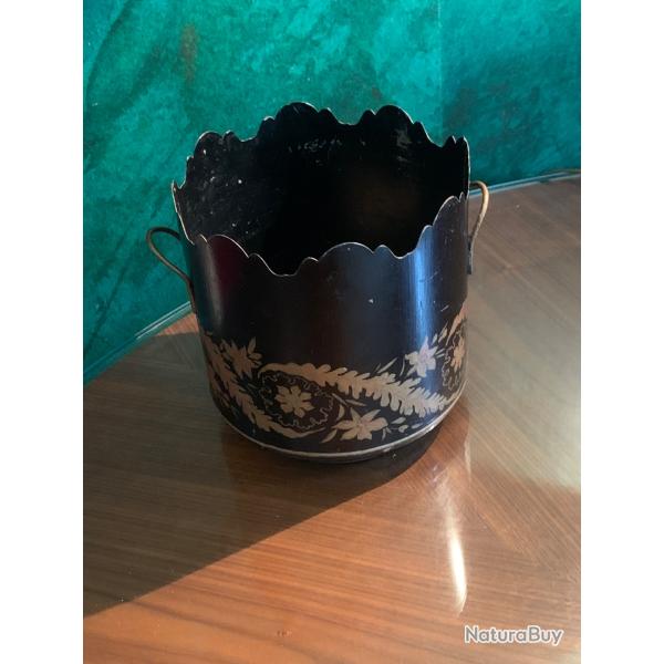 Rare  Rafra�chissoir � Verres (Verri�re) en T�le Peinte - �poque Restauration (XIXe) - D�cor Floral