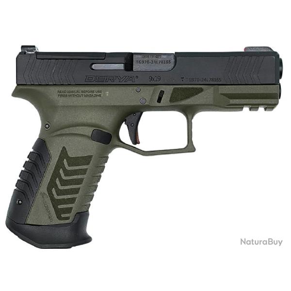 PISTOLET DERYA DY9 CAL 9X19 NOIR/VERT OPTIC READY 15 COUPS