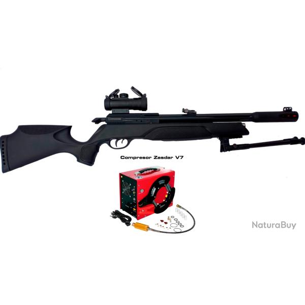 PACK  GAMO ARROW + BIPIED Cal. 4,5 mm, 19,9 j + Kit Puissance + COMPRESSEUR + POINT ROUGE 2X40RD