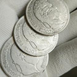 Lot de 3 monnaies en argent Roi de France Louis philippe I