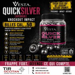 Billes VESTA Quicksilver Calibre .50 Hybrid - Pot de 50 Projectiles