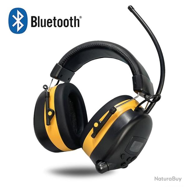 Casque Anti Bruit Bluetooth 5.3 Radio AM FM 25dB Protection Auditive Chasse Tir Atelier Confort