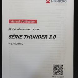 Manuel d'utilisation Monoculaire thermique HIKMICRO S&eacute;rie THUNDER 3.0