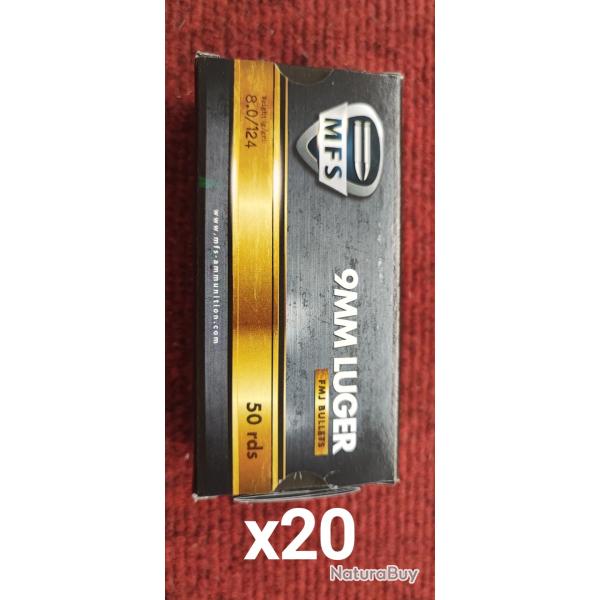 1000 MUNITIONS 9X19 - MFS - 8G / 124GR