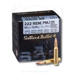 100 balles FMJ VRAC Cal.222 REM 50Grs S&B