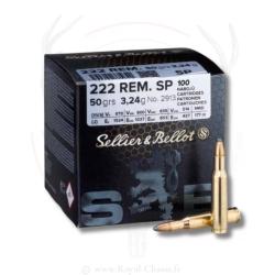 100 balles SP VRAC Cal.222 REM 50Grs SELLIER & BELLOT