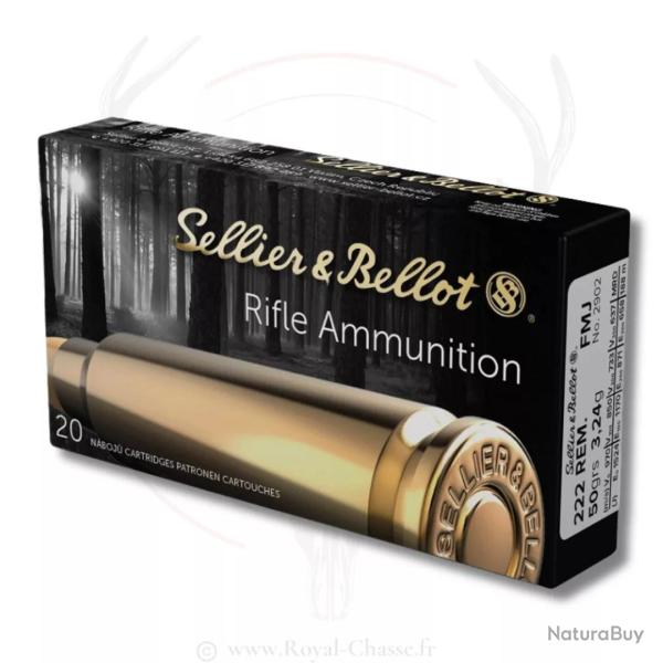 20 balles FMJ Cal.222 REM 50Grs SELLIER & BELLOT