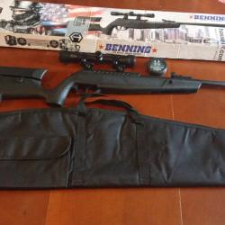 Pack Carabine &agrave; plomb BO Manufacture Benning + Lunette 4x32 - Cal. 4.5 - 19.9 J +r&eacute;hausse et sacoche