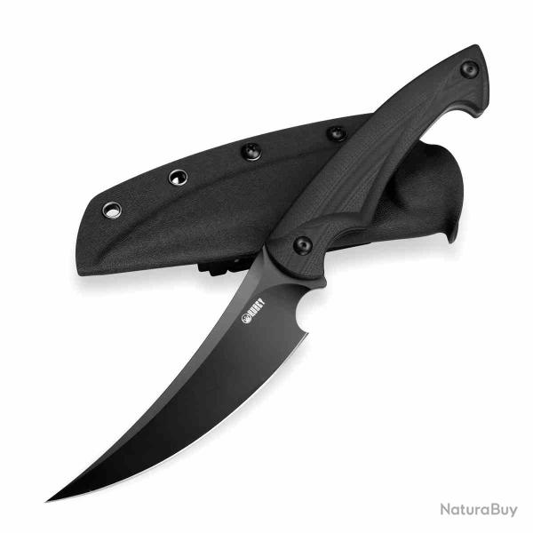 Couteau de Chasse Kubey Scimitar Lame Acier D2 Black Style Persan Manche G10 Noir Etui Kydex KUB231B