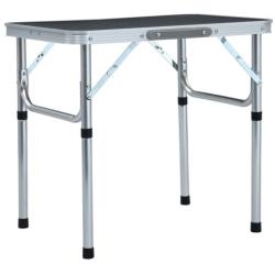 Table camping pliable aluminium gris 60x45 cm transport facile