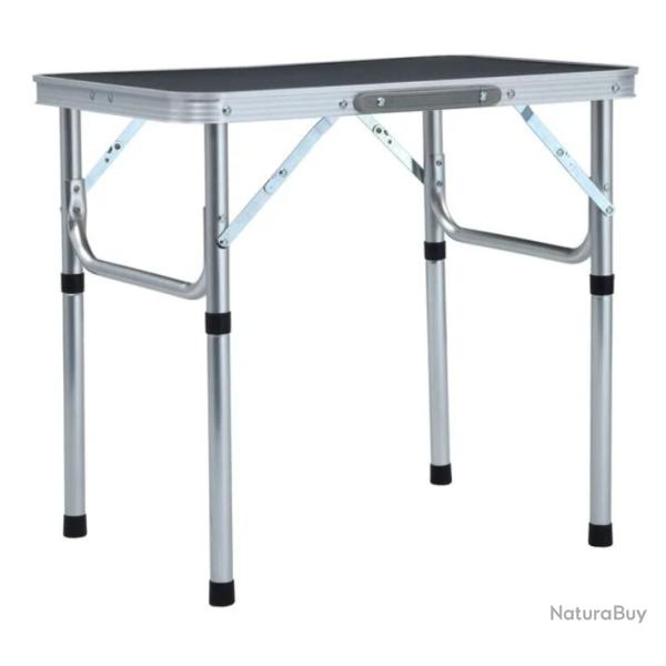 Table camping pliable aluminium gris 60x45 cm transport facile