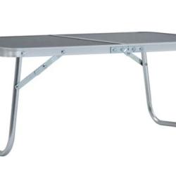 Table camping pliable aluminium gris 60x40 cm l&eacute;g&egrave;re transportable