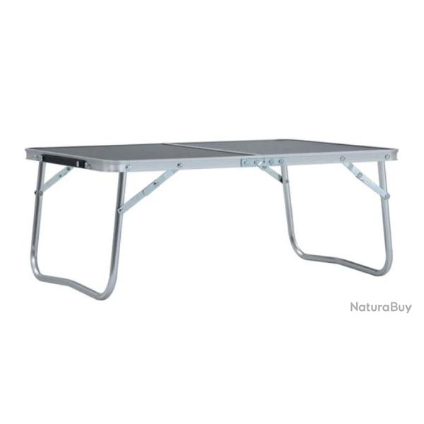 Table camping pliable aluminium gris 60x40 cm l�g�re transportable
