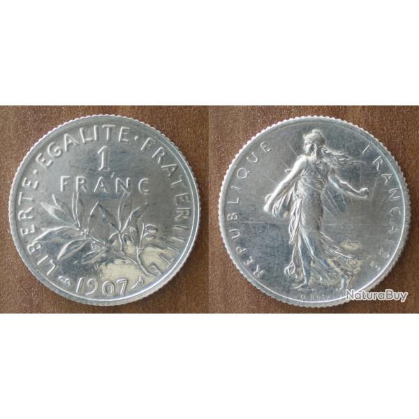 France 1 Franc 1907 Semeuse Argent Piece Francs Frs Frc Frcs